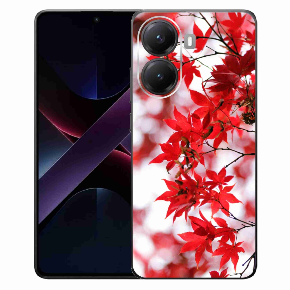 Gelový kryt mmCase na Xiaomi Poco X7 Pro 5G - červené listy