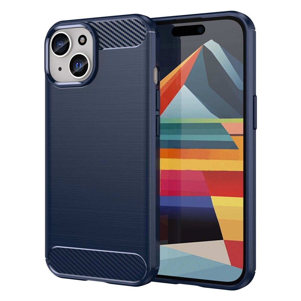 Carbon odolný gelový obal na iPhone 15 Plus - modrý