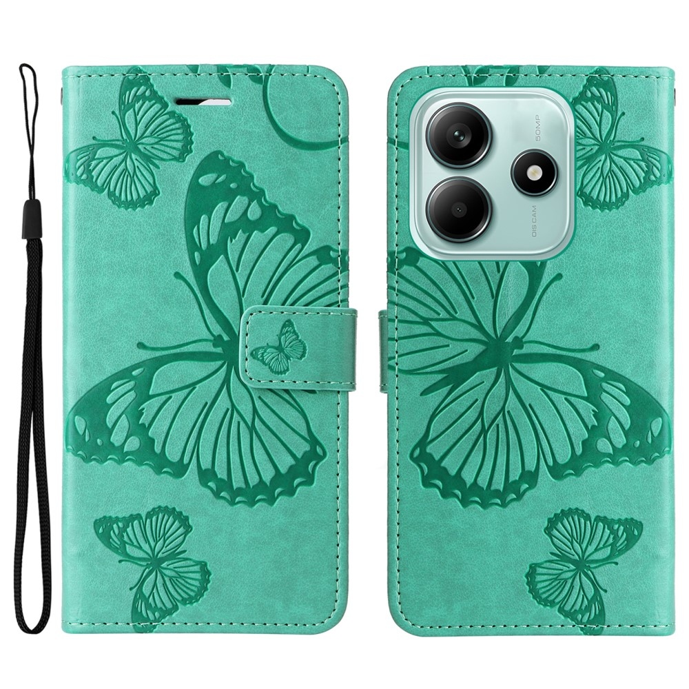 Big Butterfly knížkové pouzdro na Xiaomi Redmi Note 14 5G - modrozelené