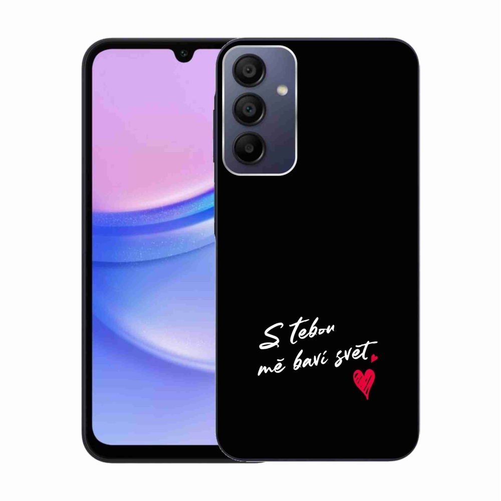 Gelový kryt mmCase na Samsung Galaxy A15 4G/5G - zamilovaný text 1 černé pozadí