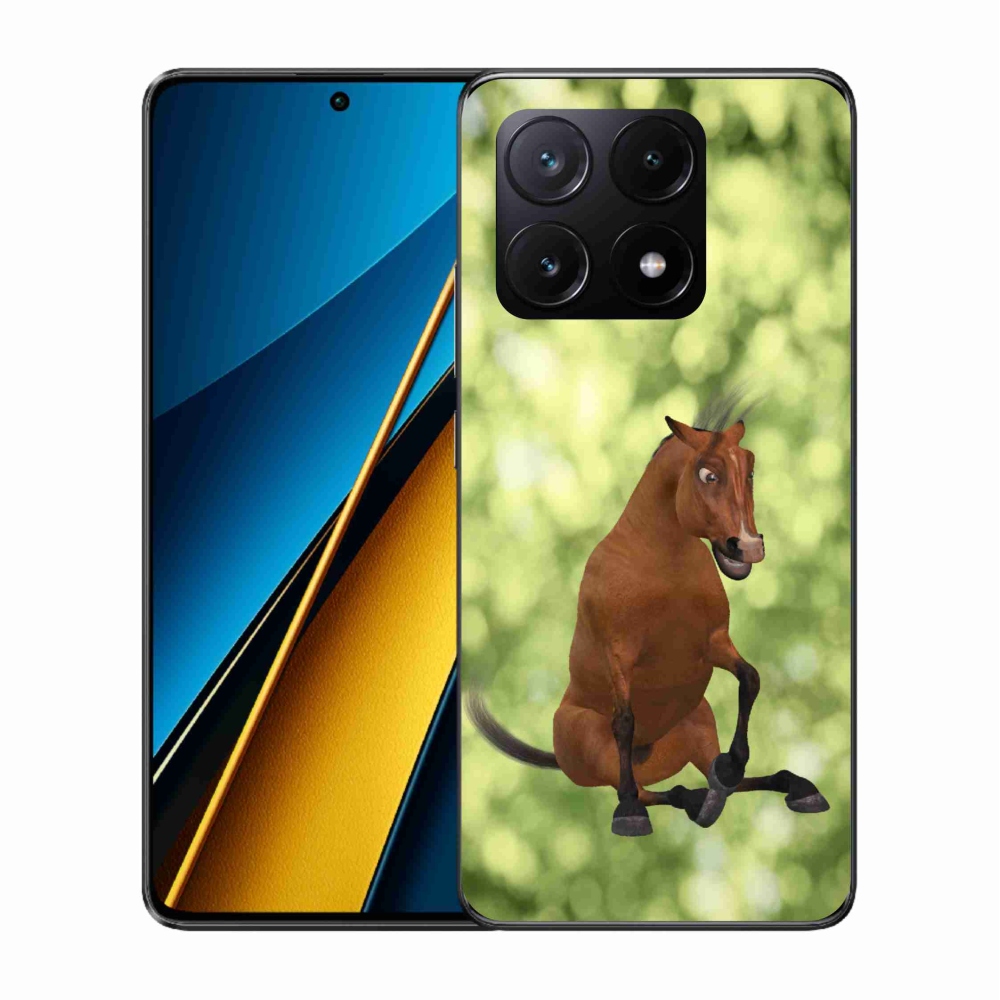 Gelový kryt mmCase na Xiaomi Poco X6 Pro 5G - hnědý kreslený kůň 1