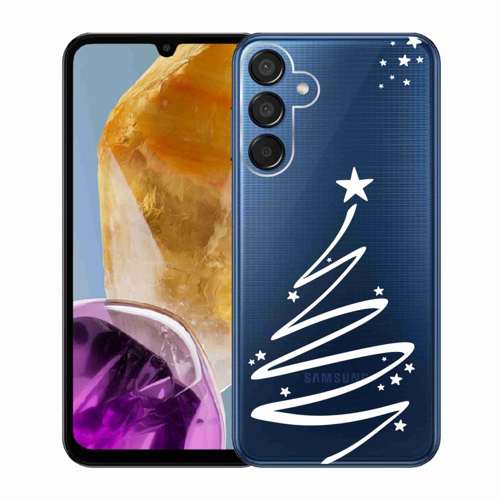 Gelový kryt mmCase na Samsung Galaxy M15 5G - bílý stromeček na průhledném pozadí