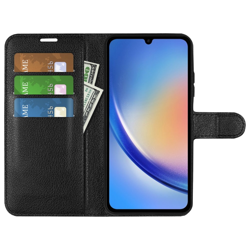 Litchi knížkové pouzdro na Samsung Galaxy A35 5G - černé