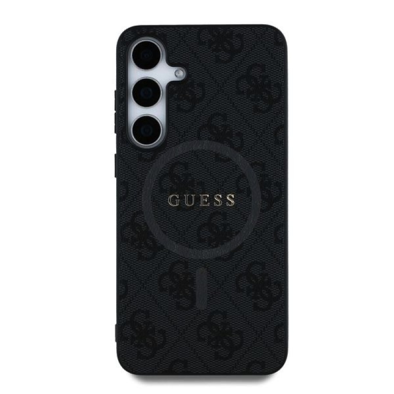 Guess PU Leather 4G Colored Ring MagSafe Zadní Kryt pro Samsung Galaxy S25+ Black