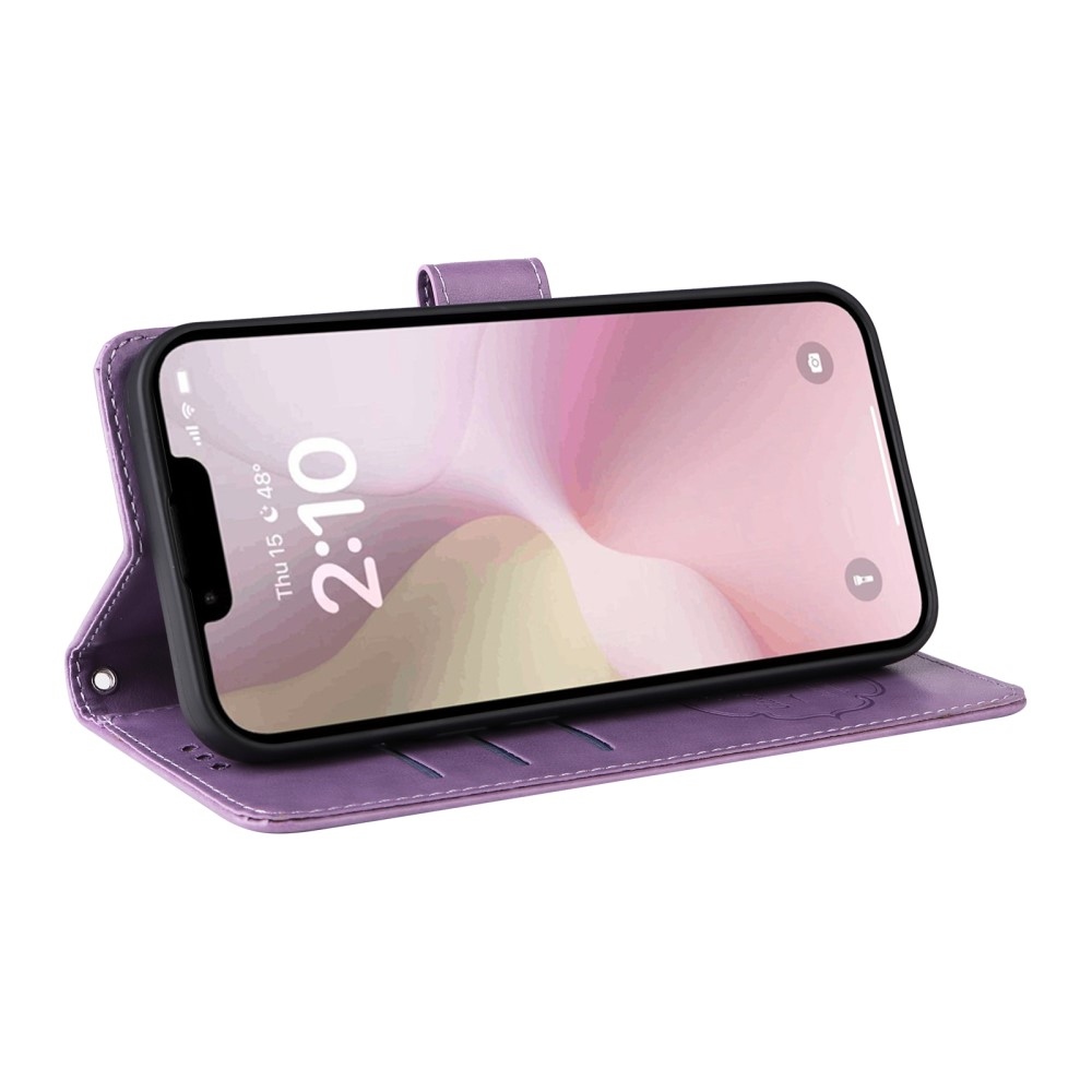 Flowery knížkové pouzdro na iPhone 16e - fialové