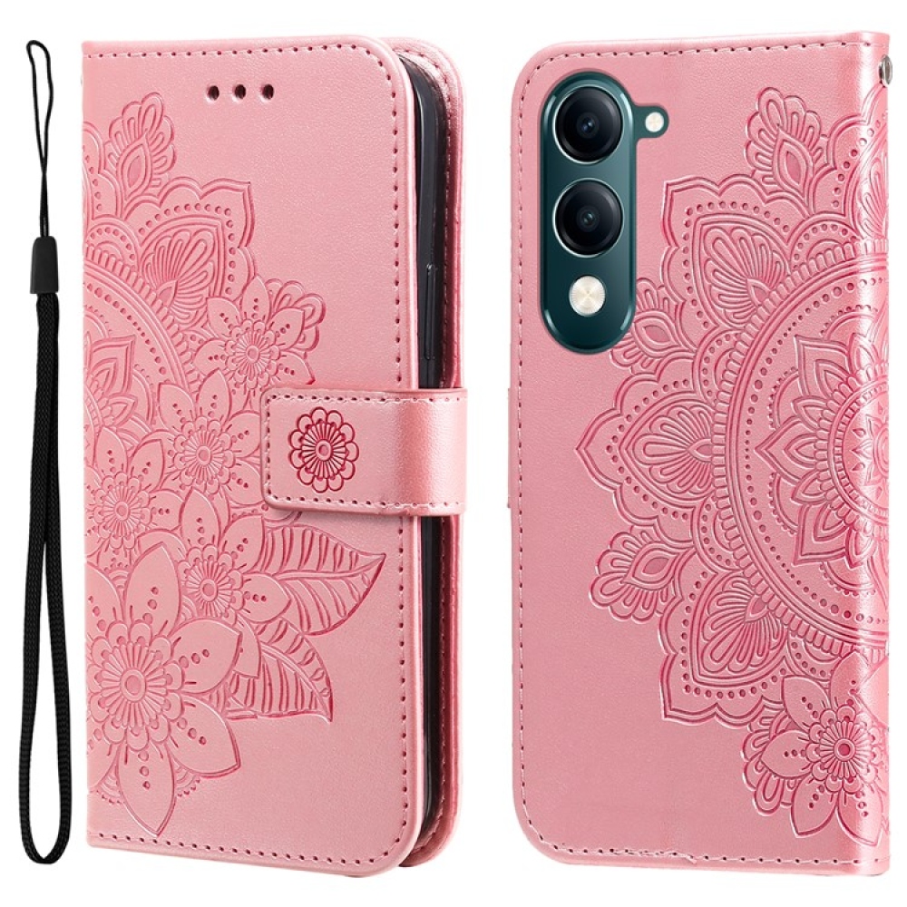 Floral knížkové pouzdro na Vivo Y29s 5G - růžové