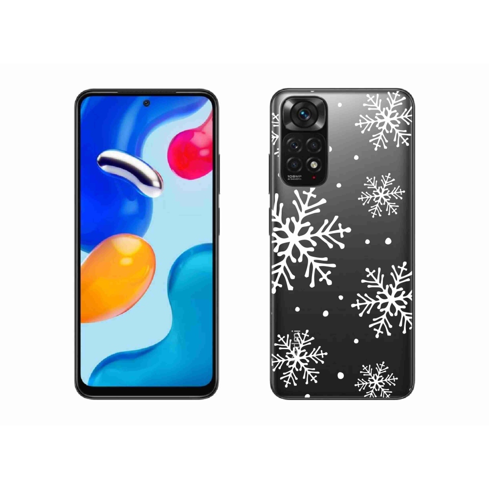 Gelový kryt mmCase na Xiaomi Redmi Note 11S 4G - bílé vločky na průhledném pozadí