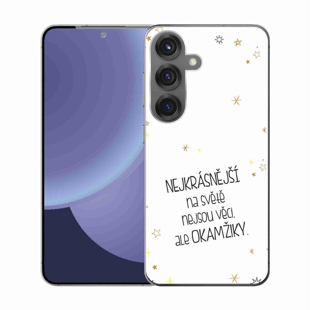 Gelový kryt mmCase na Samsung Galaxy S25 - citát 4 bílé pozadí