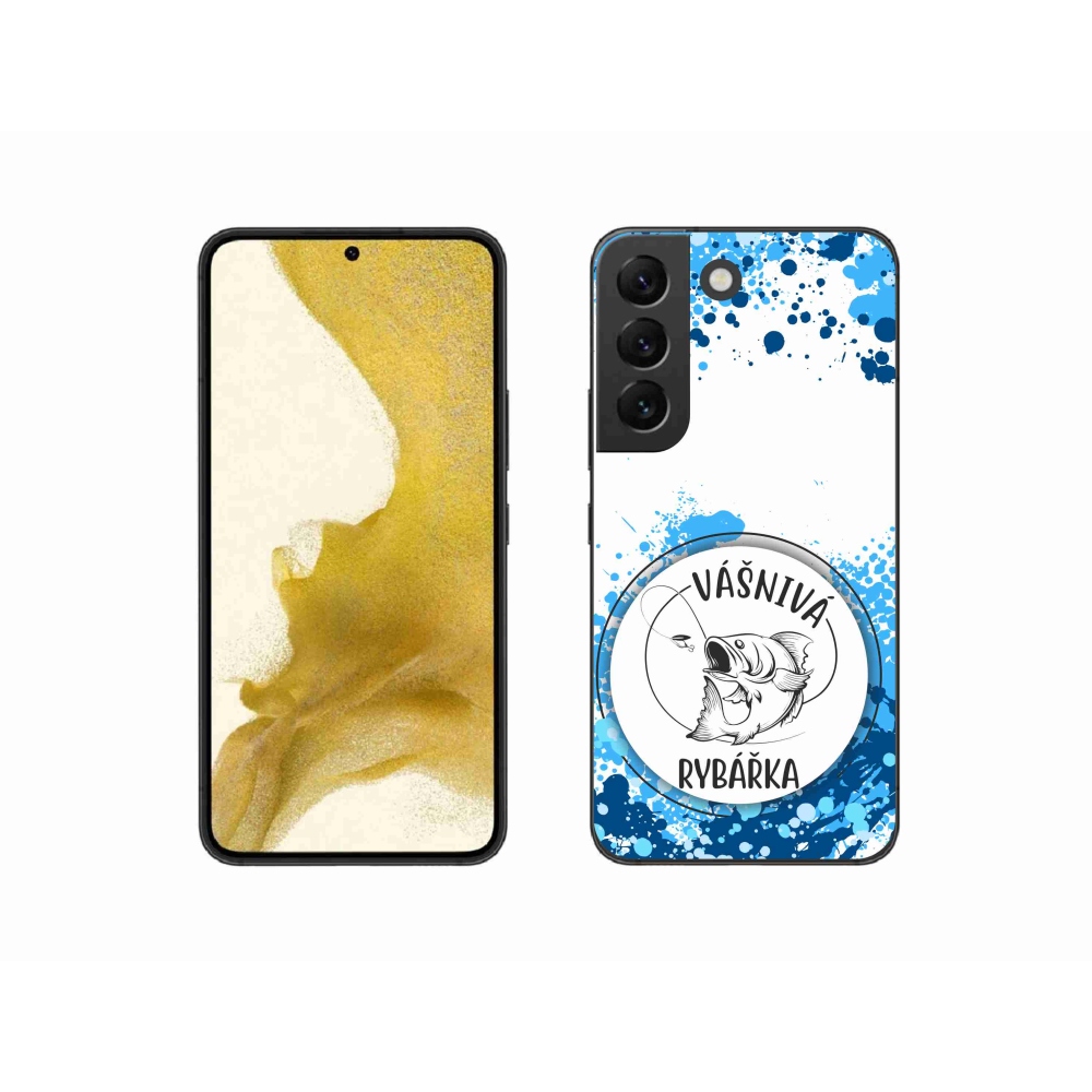 Gelový kryt mmCase na Samsung Galaxy S22 5G - vášnivá rybářka bílé pozadí