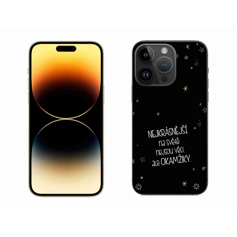 Gelový kryt mmCase na iPhone 14 Pro Max 6.7 - citát 4 černé pozadí
