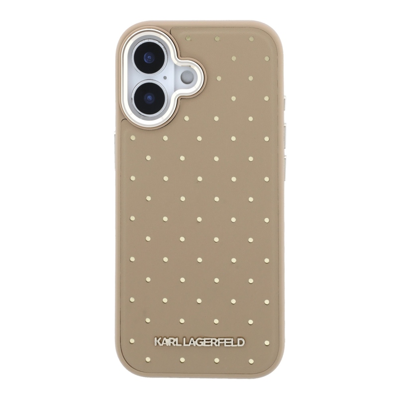 Karl Lagerfeld PU Perforated Gold Dots MagSafe Zadní Kryt pro iPhone 17 Beige