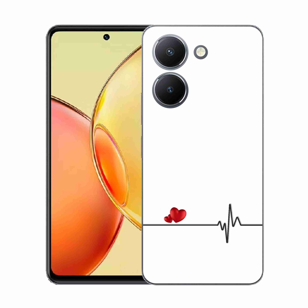 Gelový kryt mmCase na Vivo Y36 - srdce a tep bílé pozadí