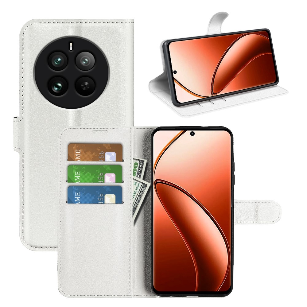 Litchi knížkové pouzdro na Realme 12 Pro 5G/12 Pro+ 5G - bílé