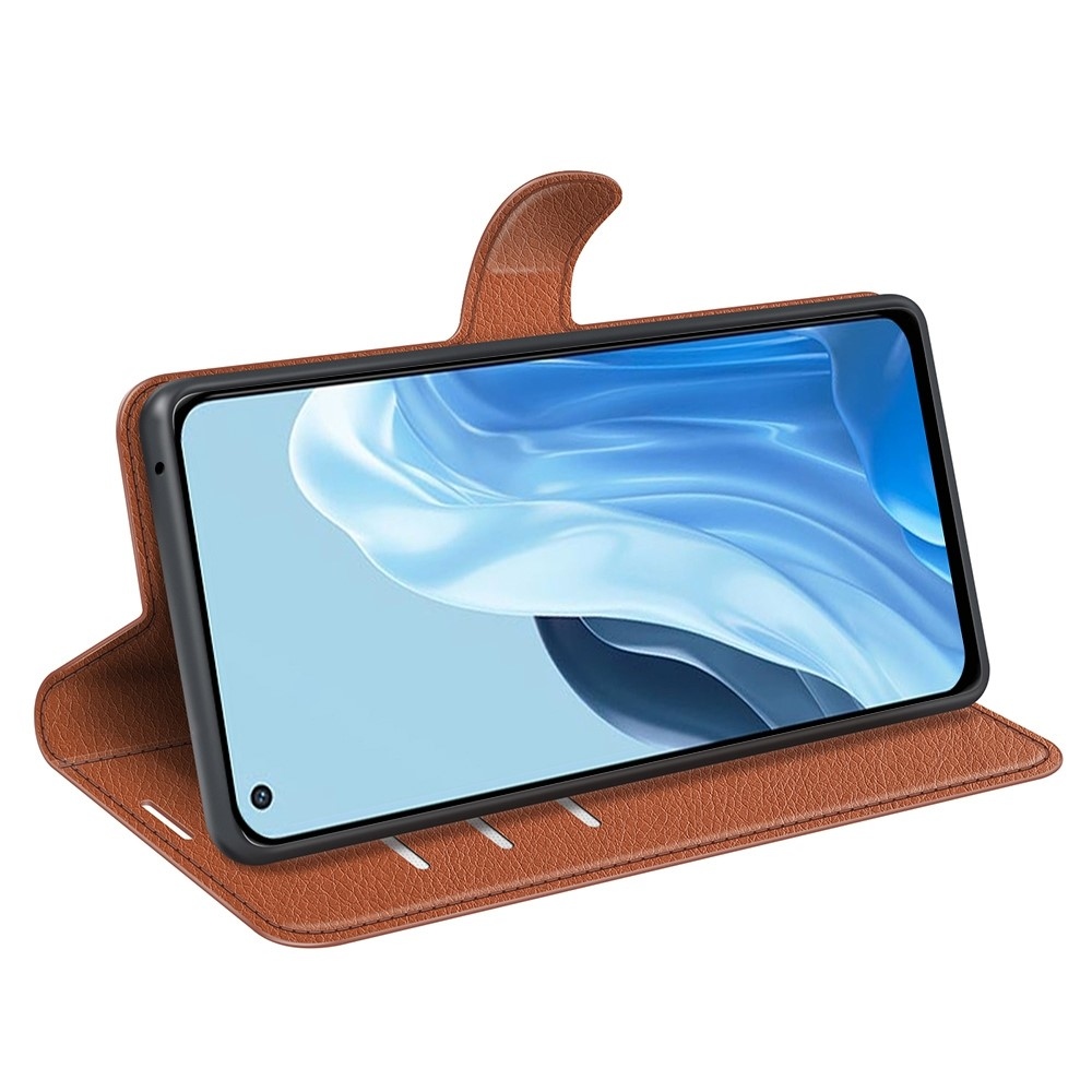 Litchi knížkové pouzdro na Oppo Find X5 Lite - hnědé