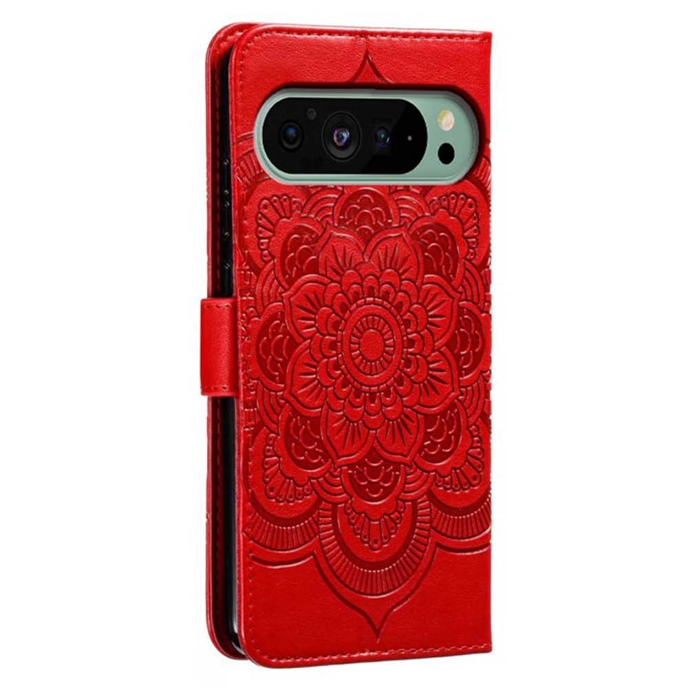 Mandala knížkové pouzdro na Google Pixel 10 Pro/Pixel 10/9 Pro/9 - červené