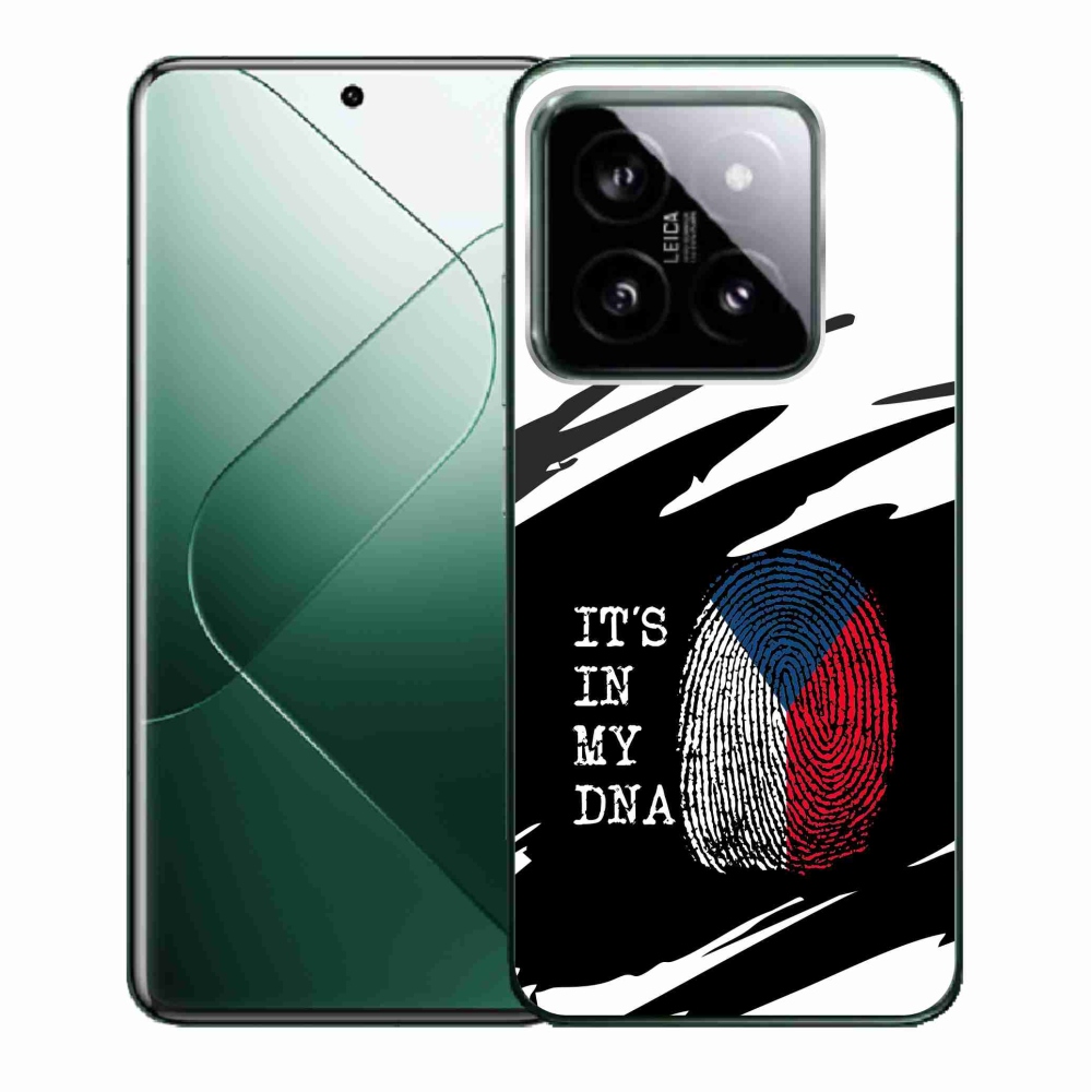 Gelový kryt mmCase na Xiaomi 14 - vlajka otisk prstu černobílé pozadí