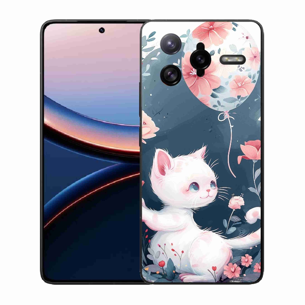 Gelový kryt mmCase na Xiaomi Poco F7 Ultra - kotě s balónkem