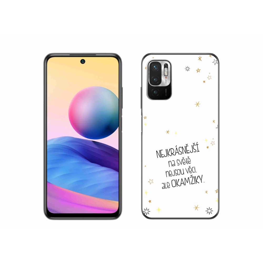 Gelový kryt mmCase na Xiaomi Redmi Note 10 5G - citát 4 bílé pozadí
