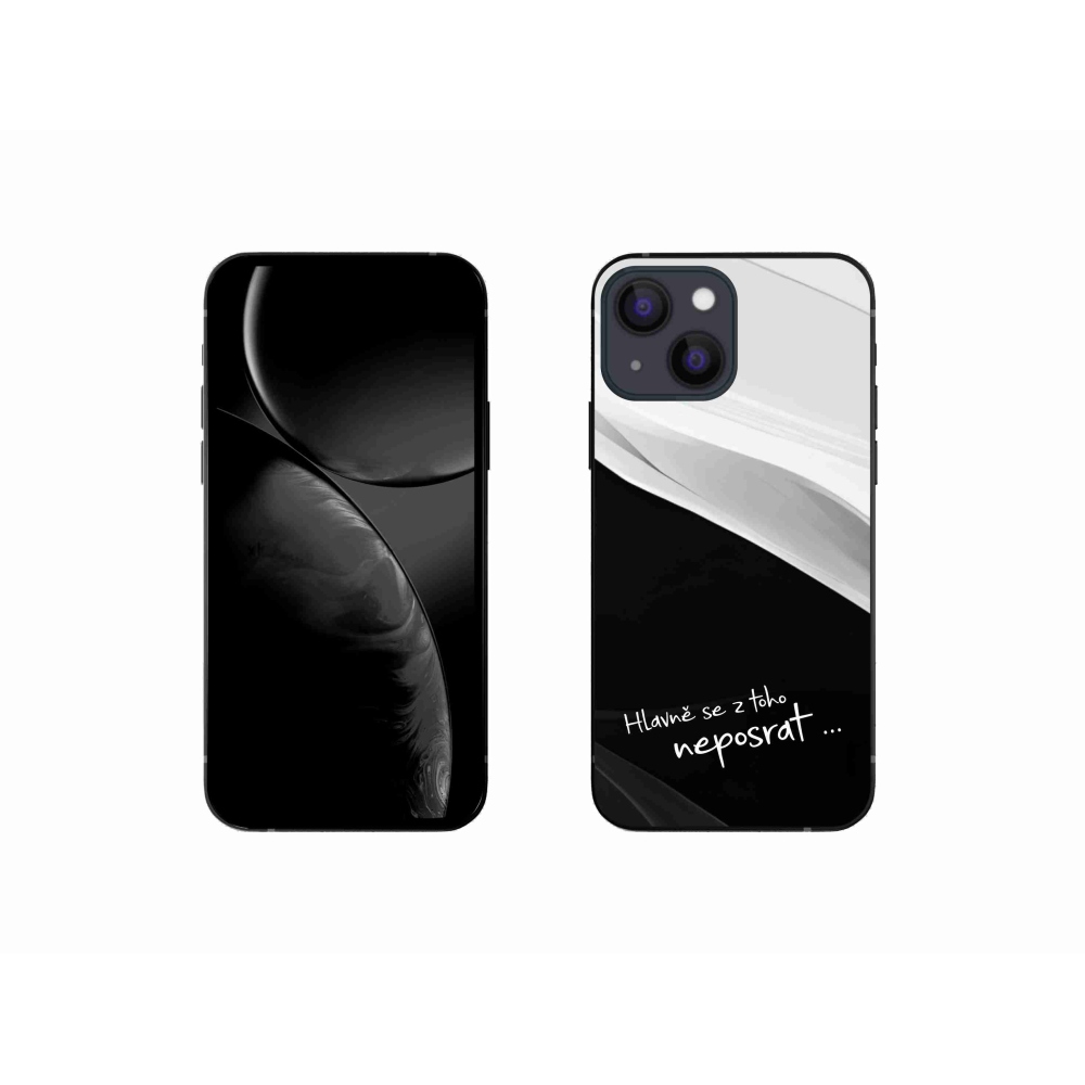 Gelový kryt mmCase na iPhone 13 mini 5.4 - vtipný text 13 černobílé pozadí
