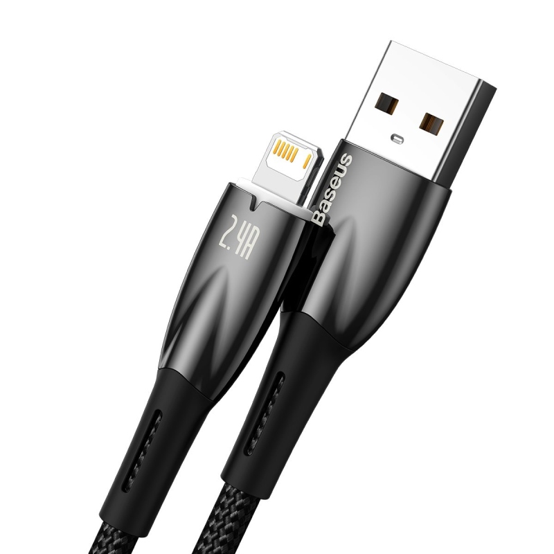 Baseus Glimmer Series Fast Charging Datový Kabel USB-A - Lighting 2.4A 2m Black