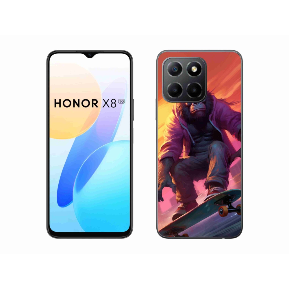 Gelový kryt mmCase na Honor X8 5G - gorila na skateboardu