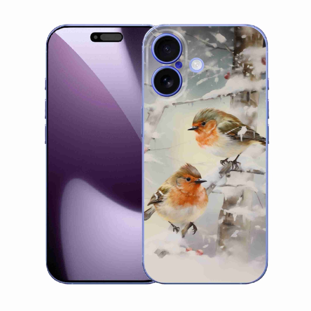 Gelový kryt mmCase na iPhone 17 - ptáčci v zimě