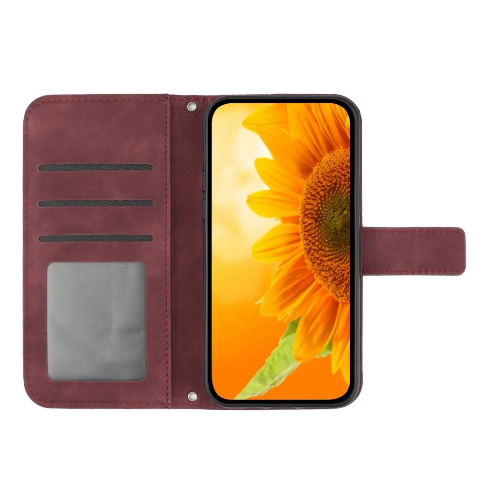 Sunflower knížkové pouzdro na Vivo X80 Lite - vínové