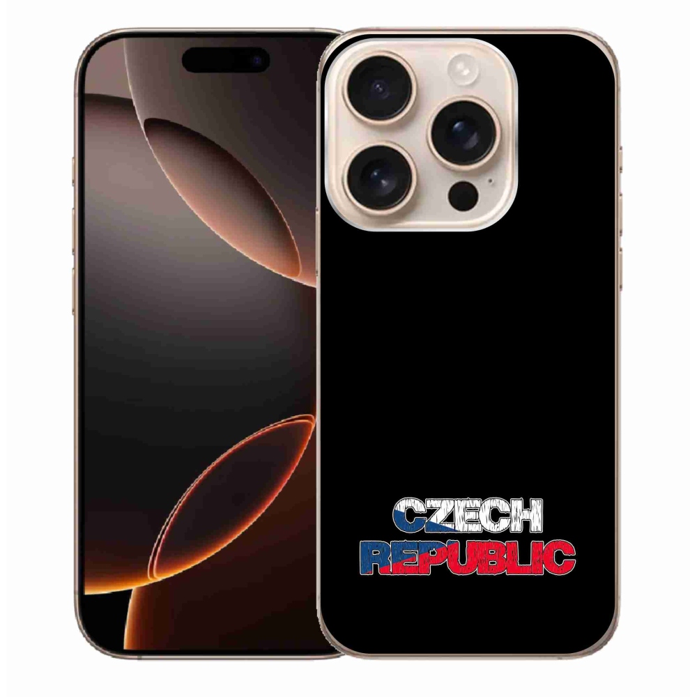 Gelový kryt mmCase na iPhone 16 Pro Max - Czech Republic černé pozadí