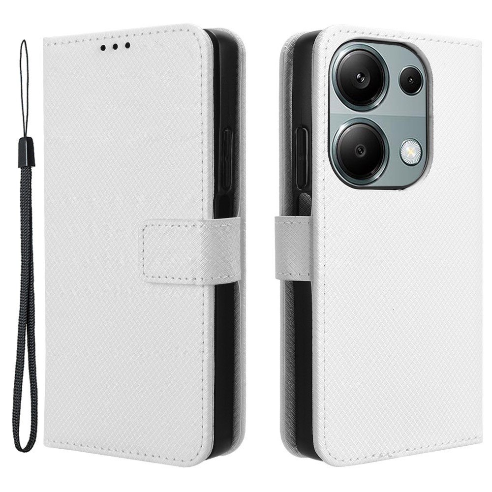 Diamond knížkové pouzdro na Xiaomi Redmi Note 14S/Note 13 Pro 4G/Poco M6 Pro - bílé