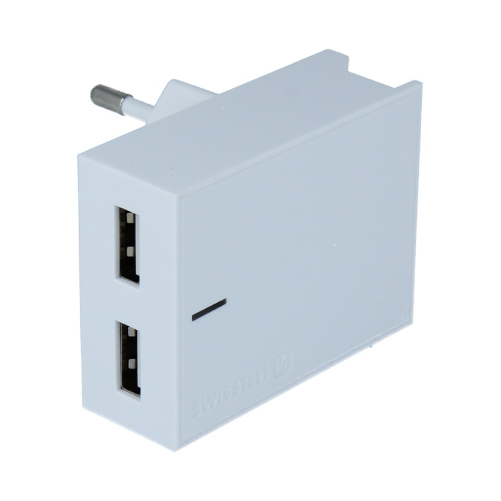 Nabíječka Swissten Smart IC 2x USB 3A + kabel USB/Lightning 1,2m - bílá