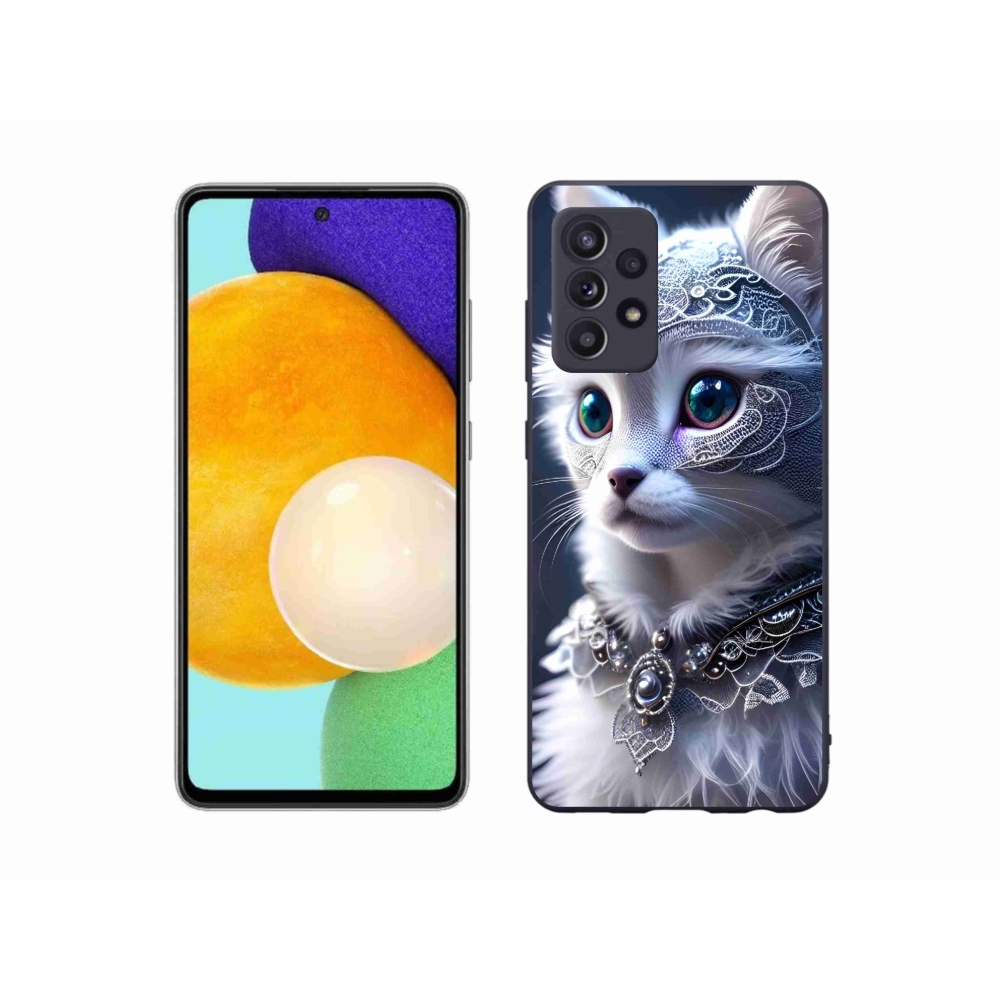 Gelový kryt mmCase na Samsung Galaxy A52s 5G - bílá kočka