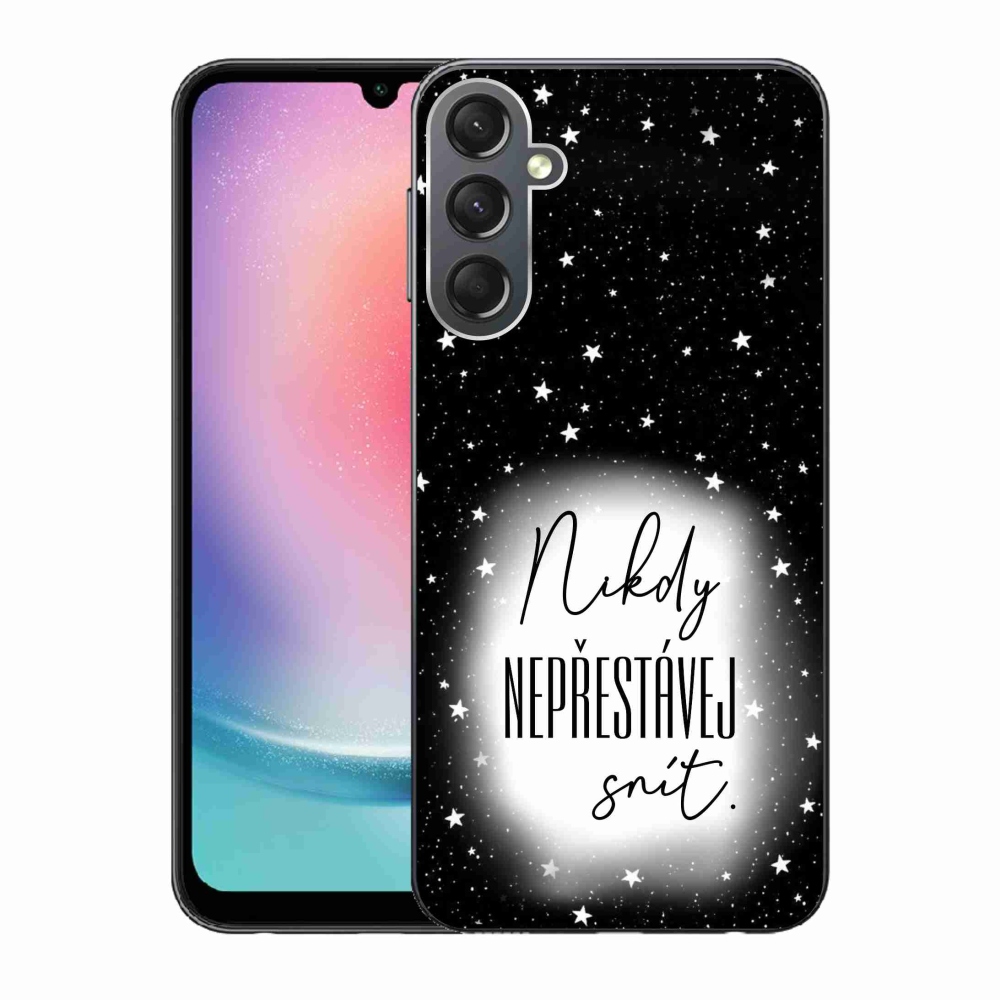 Gelový kryt mmCase na Samsung Galaxy A24 - citát 1 bíločerné pozadí