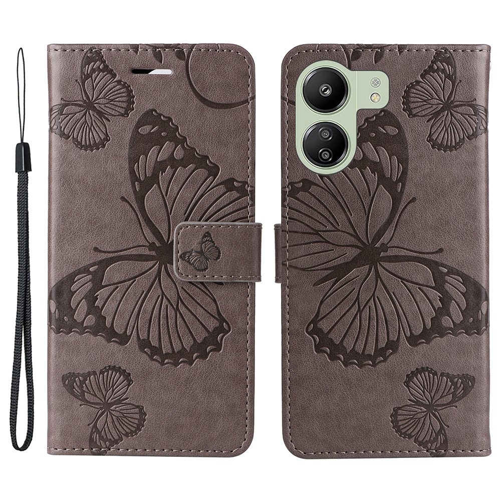 Big Butterfly knížkové pouzdro na Xiaomi Poco C65/Redmi 13C - šedé
