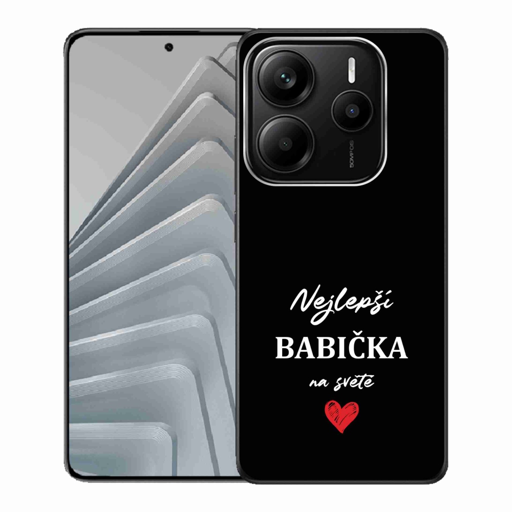 Gelový kryt mmCase na Xiaomi Redmi Note 14 5G - nejlepší babička 1 černé pozadí
