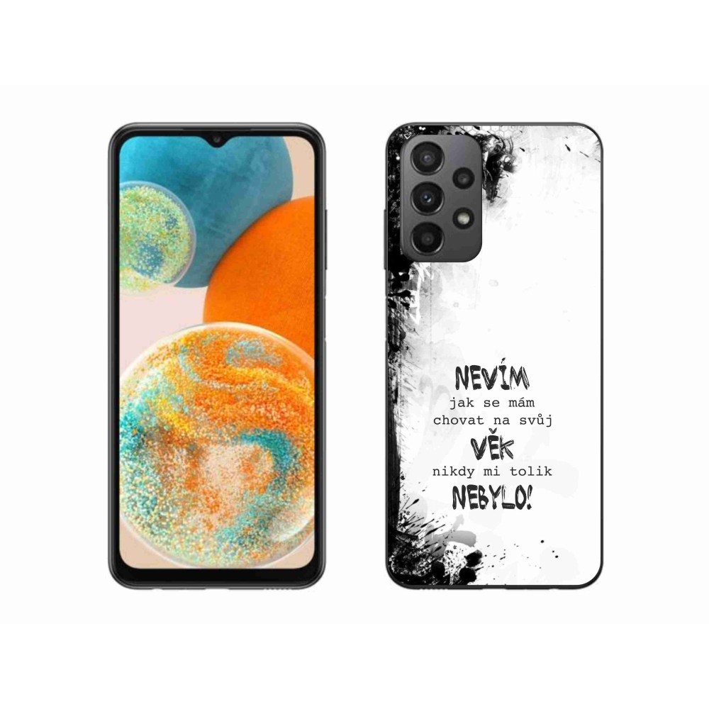 Gelový kryt mmCase na Samsung Galaxy A23 4G/5G - vtipný text 14 bílé pozadí
