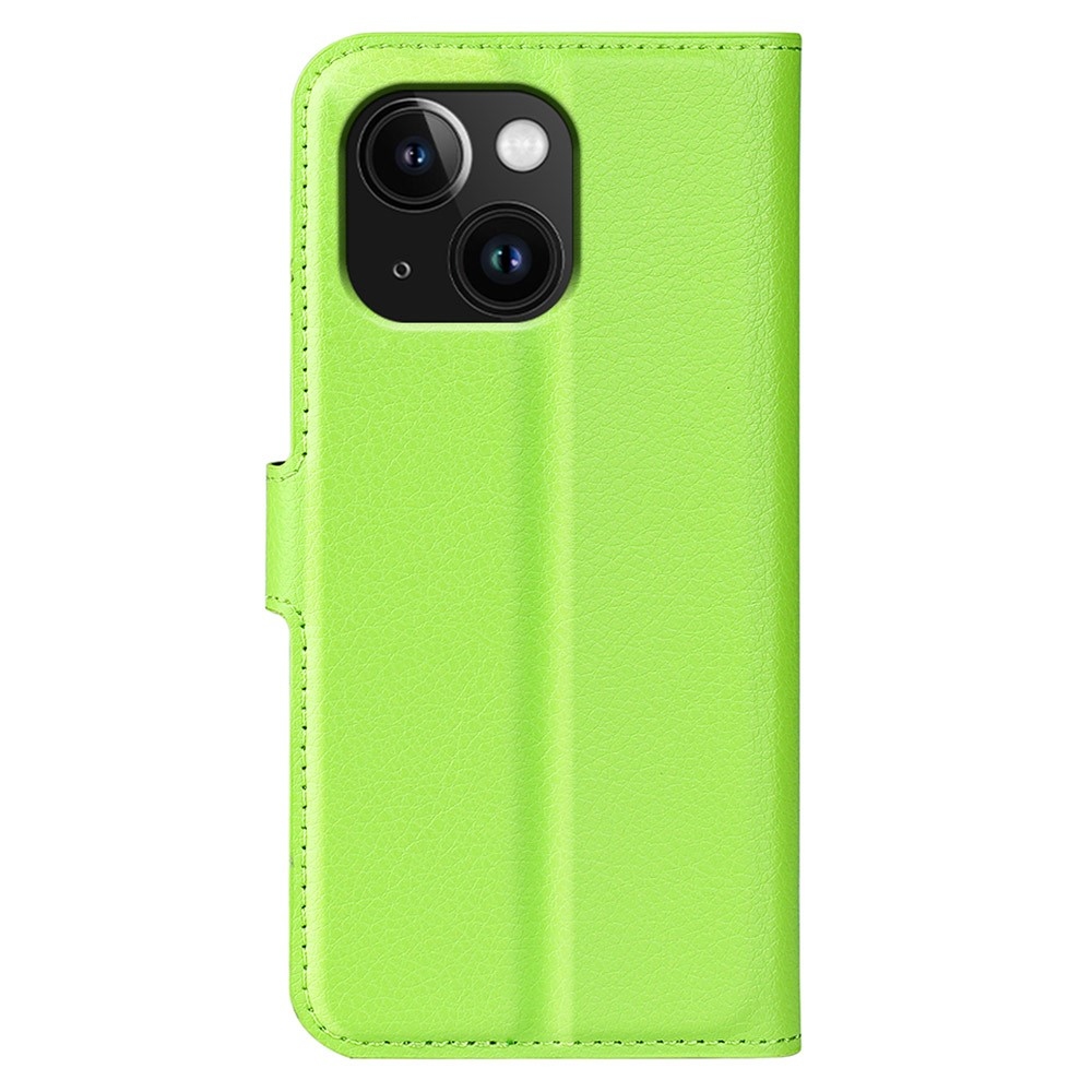 Litchi knížkové pouzdro na iPhone 15 - zelené