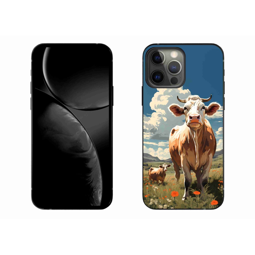 Gelový kryt mmCase na iPhone 13 Pro Max - krávy na louce