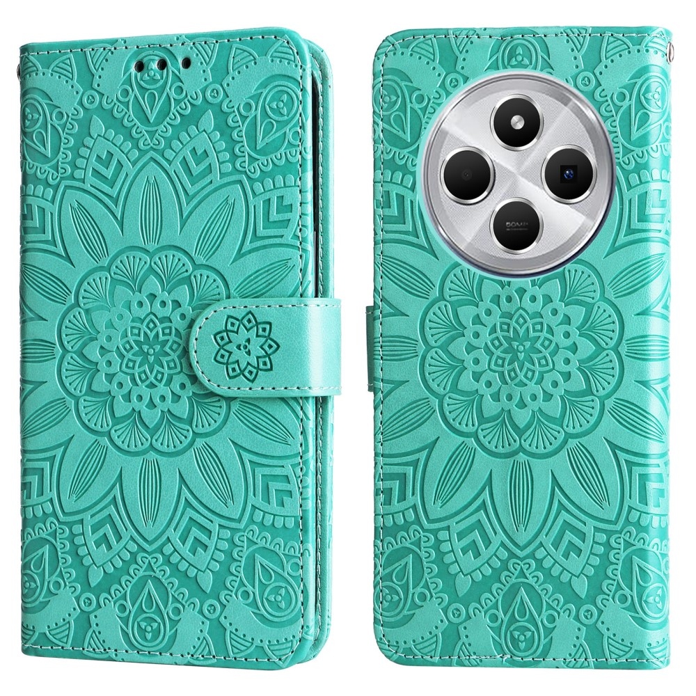 Sunflower knížkové pouzdro na Xiaomi Redmi 14C/Poco C75 - modrozelené