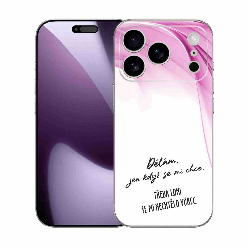 Gelový kryt mmCase na iPhone 17 Pro - vtipný text 12 bílé pozadí
