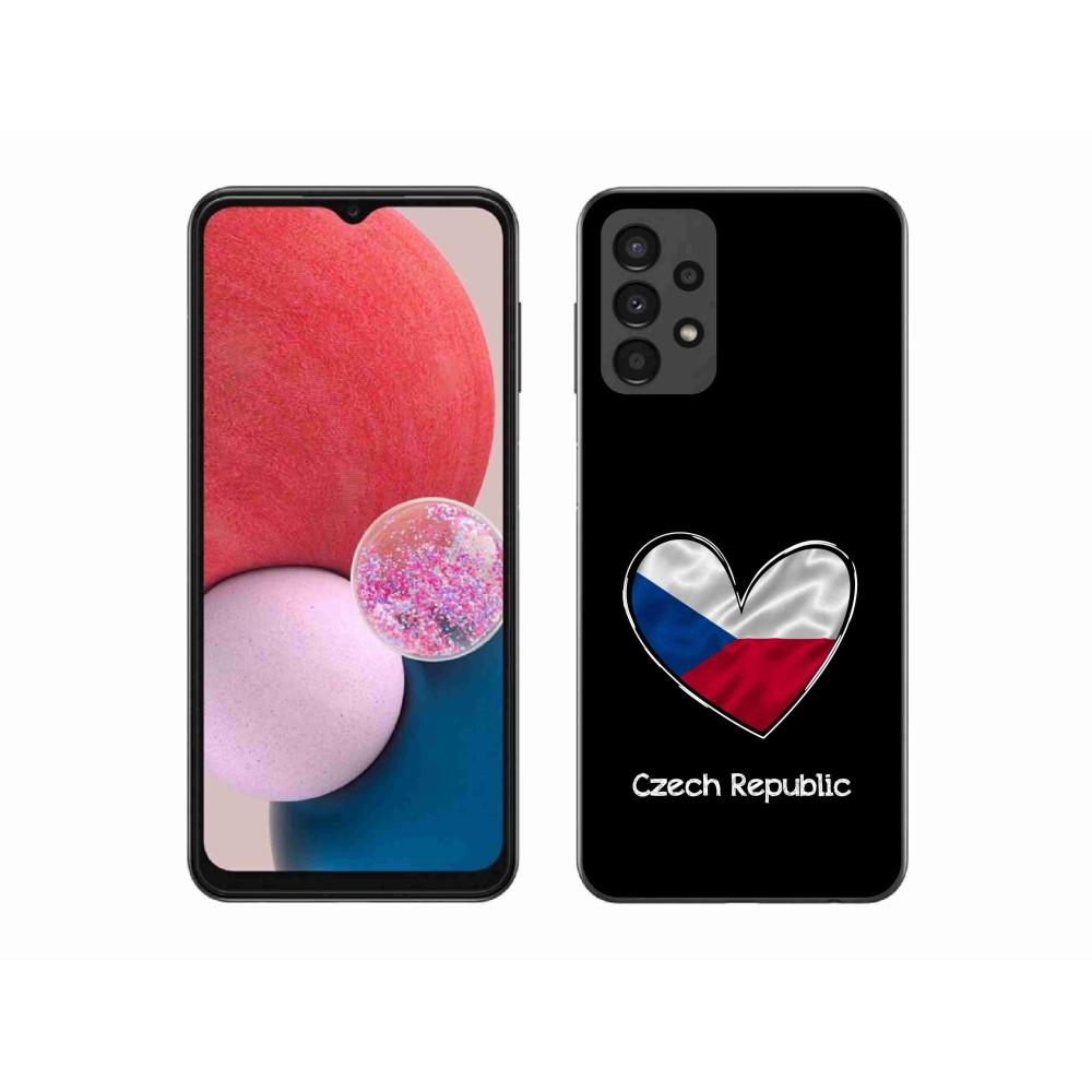 Gelový kryt mmCase na Samsung Galaxy A13 4G - vlajka srdce černé pozadí