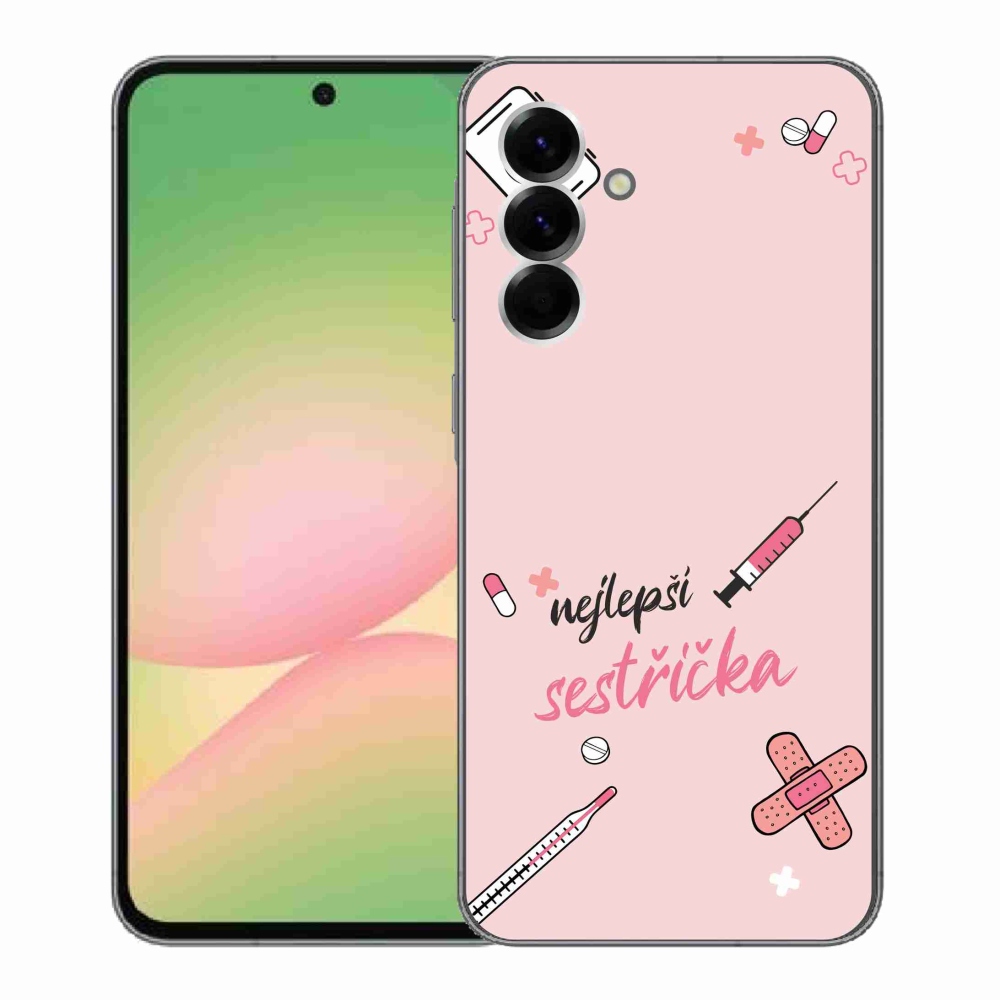 Gelový kryt mmCase na Samsung Galaxy A56 5G - nejlepší sestřička růžové pozadí