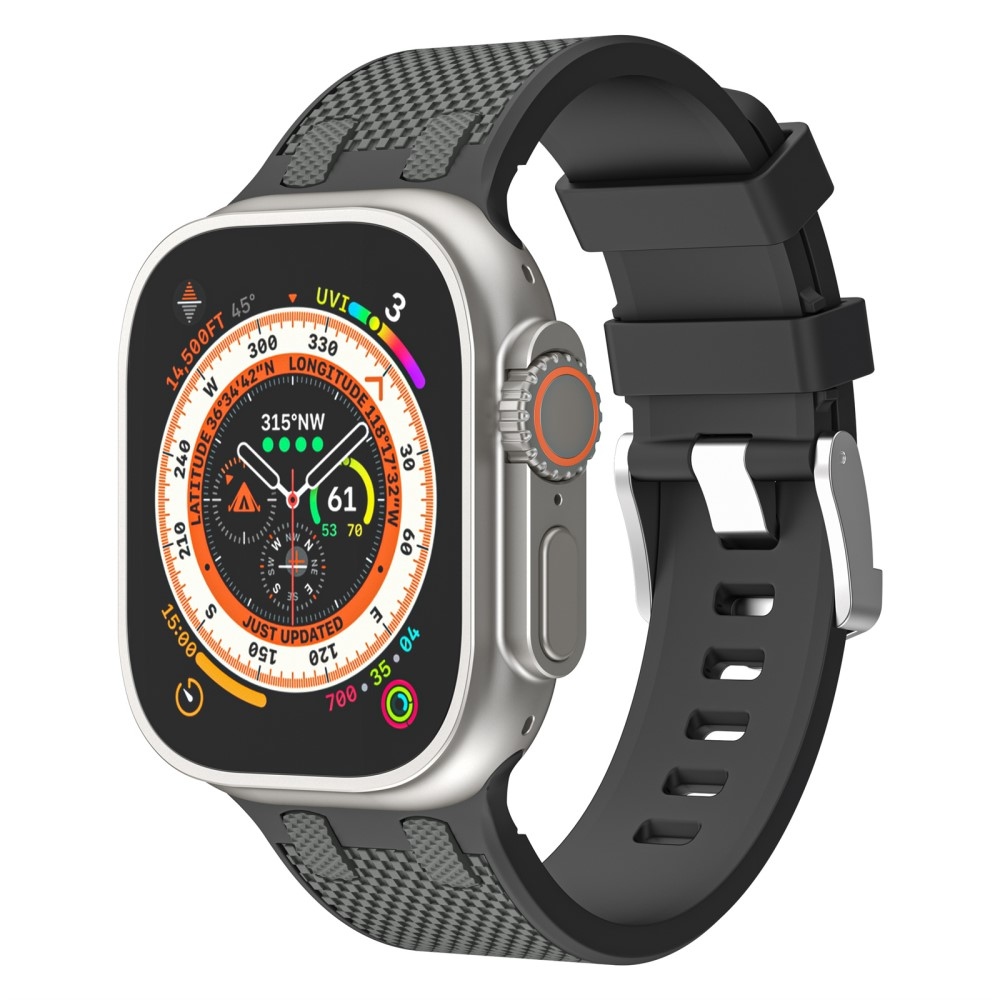 Sports silikonový řemínek na Apple Watch Ultra/Ultra 2 49mm/SE/SE 2022/2023 44mm/9/8/7 45mm/6/5/4 44mm/3/2/1 42 mm - černý/šedý