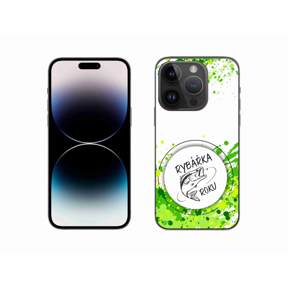 Gelový kryt mmCase na iPhone 14 Pro 6.1 - rybářka roku bílé pozadí