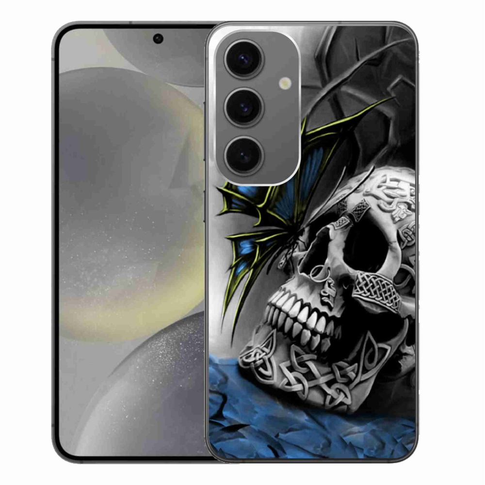 Gelový kryt mmCase na Samsung Galaxy S24+ - motýl a lebka