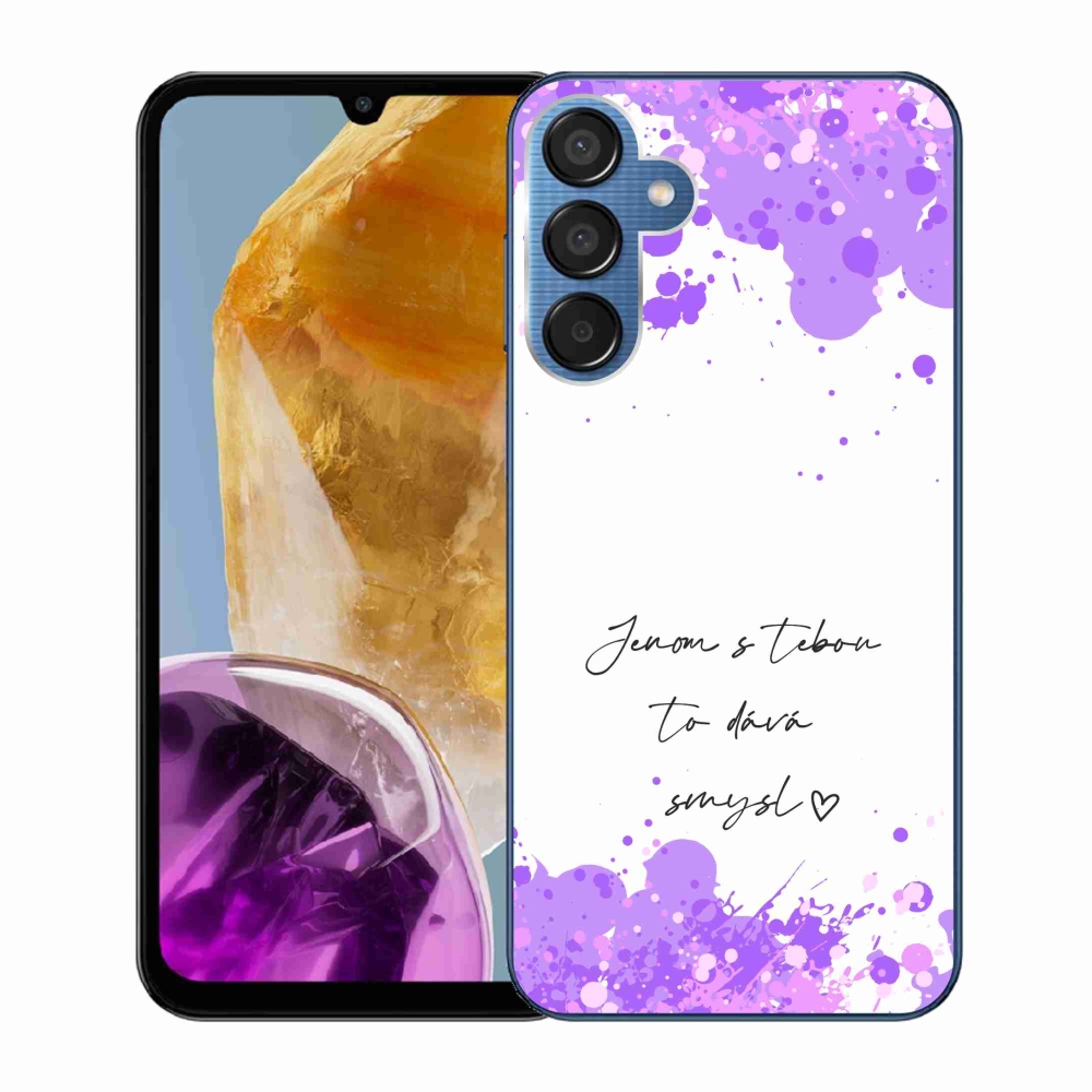 Gelový kryt mmCase na Samsung Galaxy M15 5G - zamilovaný text bílé pozadí