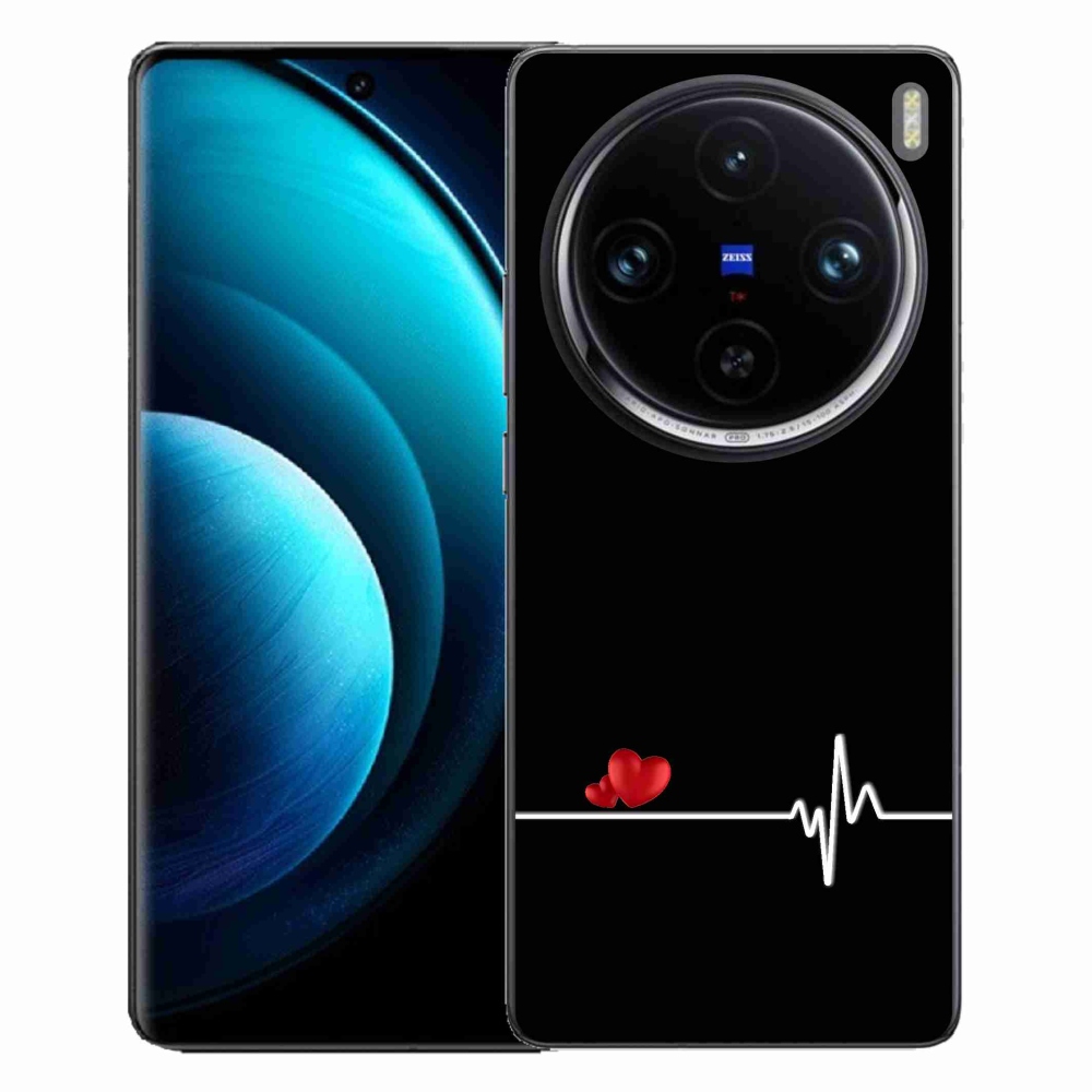 Gelový kryt mmCase na Vivo X100 Pro 5G - srdce a tep černé pozadí