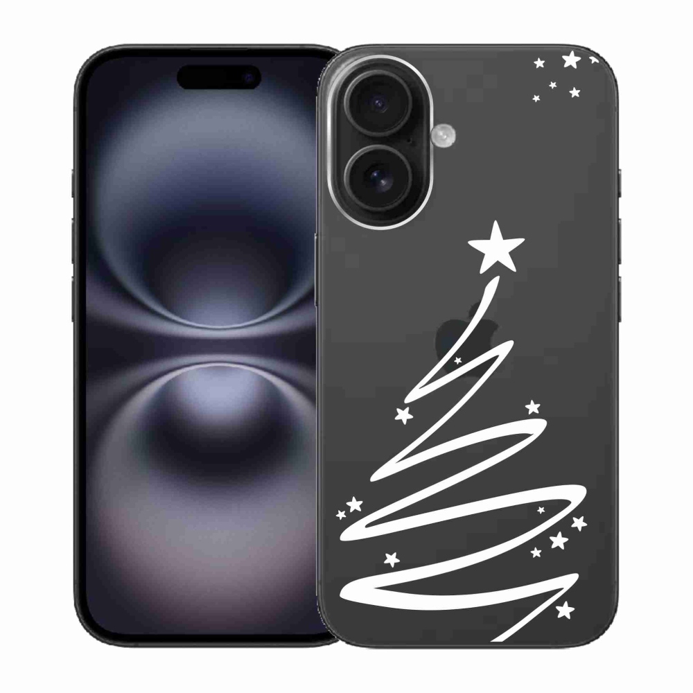 Gelový kryt mmCase na iPhone 16 - bílý stromeček na průhledném pozadí