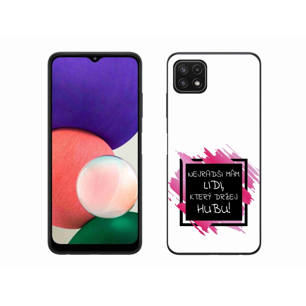 Gelový kryt mmCase na Samsung Galaxy A22 5G - vtipný text 7 černobílé pozadí
