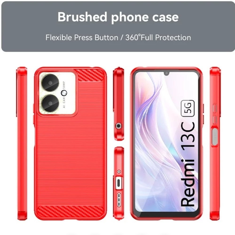 Carbon odolný gelový obal na Xiaomi Poco C65/Redmi 13C 4G/5G - červený