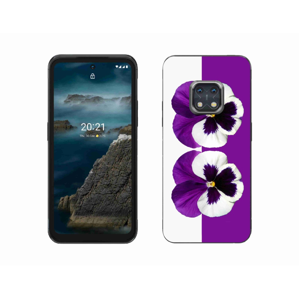 Gelový kryt mmCase na Nokia XR20 - fialovobílý květ